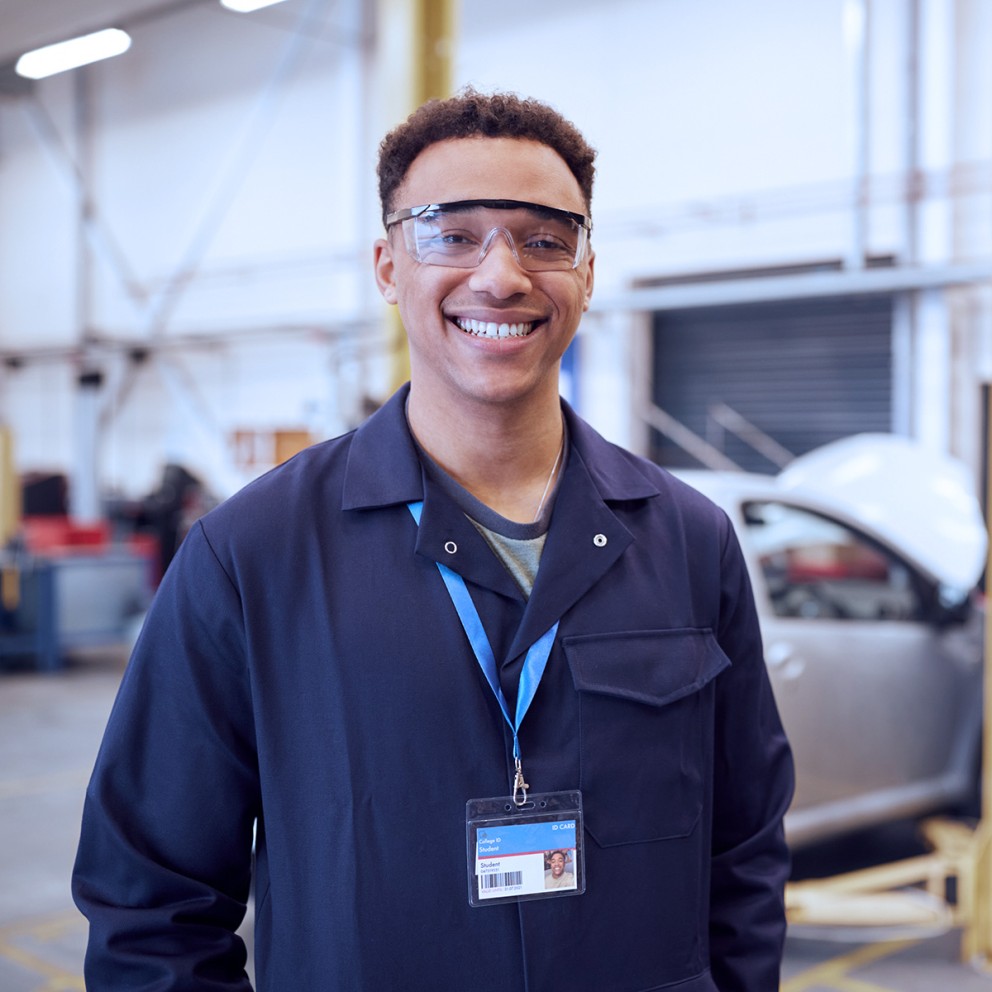 automotive worker smiling